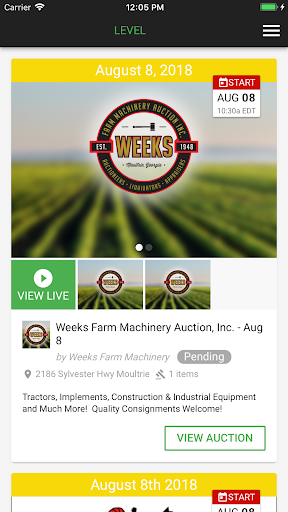 LEVEL Auctions Screen 2
