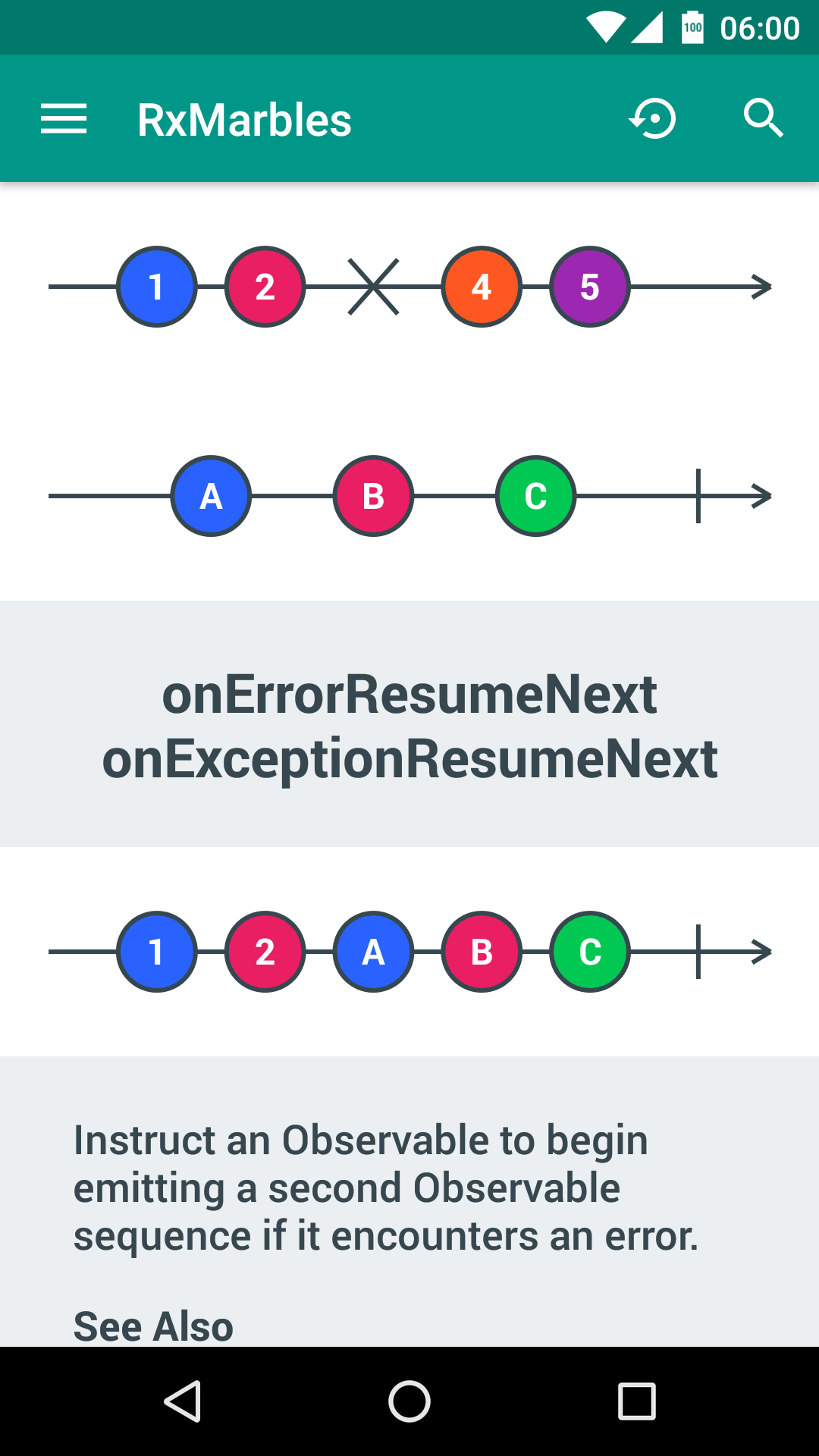 Android application RxMarbles screenshort