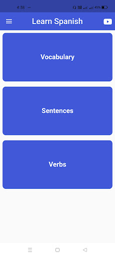 Android application Learn Spanish Through English screenshort