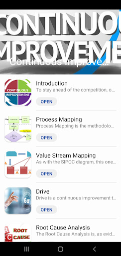 Android application Continuous Improvement Tools screenshort