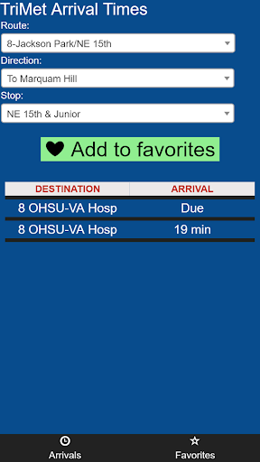 Portland TriMet Transit Tracke Screen 3