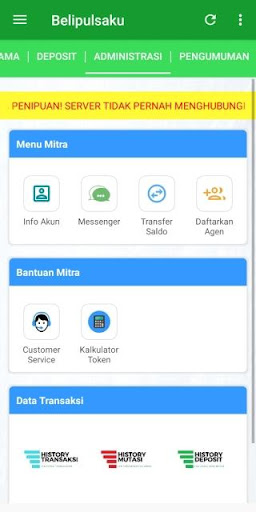 Server Transaksi Belipulsaku Screen 3