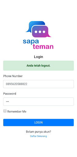 Android application Sapa Teman screenshort