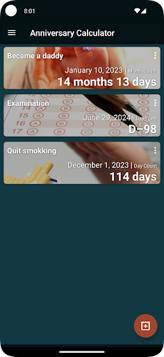 Android application Anniversary Calculator screenshort