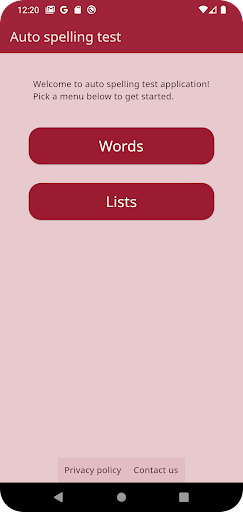 Android application Autospell: self test spelling screenshort