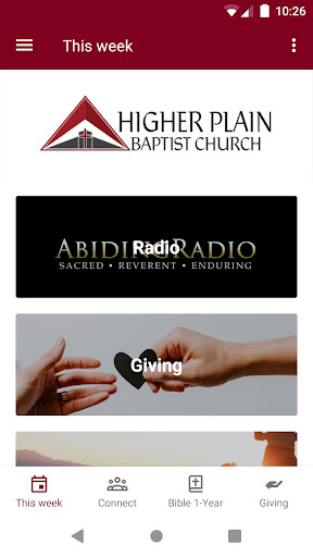 Android application Higher Plain Baptist Church screenshort