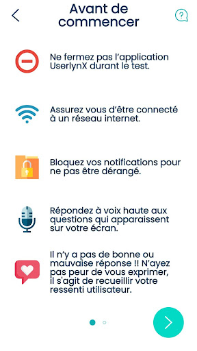 Android application UserlynX - Test utilisateur screenshort