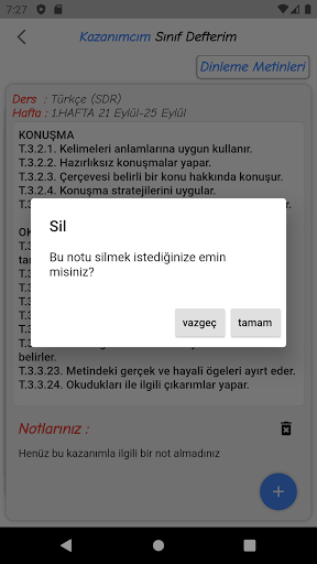 Kazanımcım Sınıf Defterim