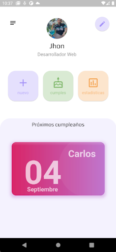 Android application Agenda Cumples screenshort