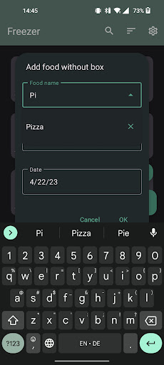 Freezer Manager Screen 3