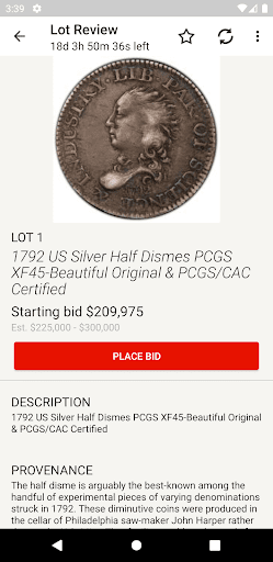 Original US Coins Auctions Screen 3