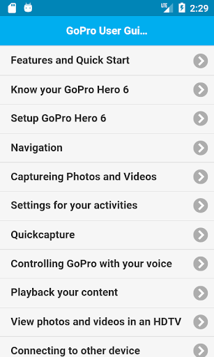Android application User Guide for GoPro Hero screenshort