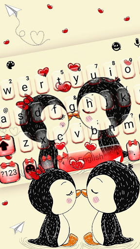 Love Kiss Penguin Keyboard The Screen 2