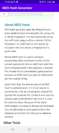 MD5 Hash Generator Screen 3