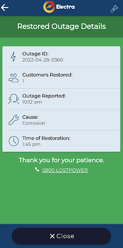 Electra Outage Viewer Screen 3