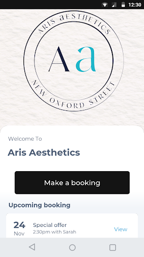 Android application Aris Aesthetics screenshort