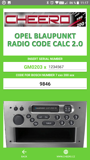 RADIO CODE for OPEL CAR300 Screen 3