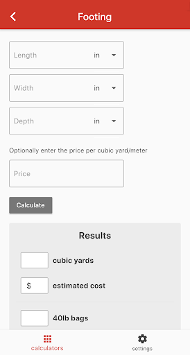 Concrete Calculator Screen 2