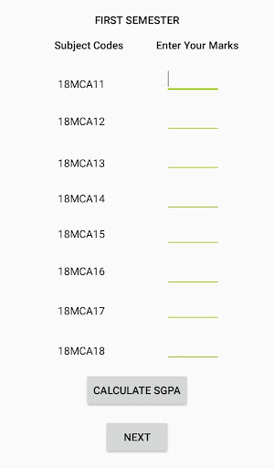 CGPA Calculator Screen 3