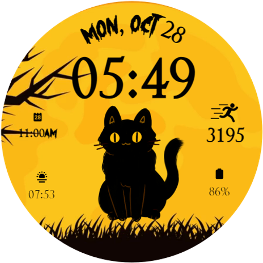 Cute Halloween Cat Watch Face Unduh di Windows
