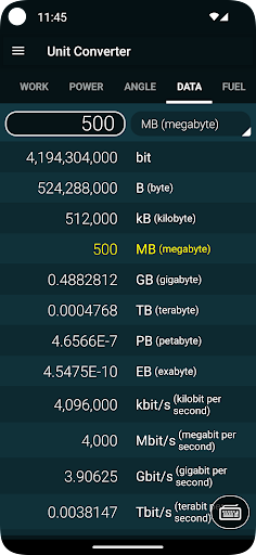 Unit Converter Screen 3
