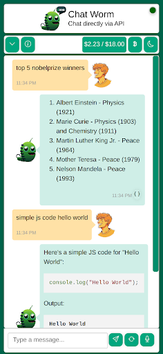 Android application Chatworm screenshort