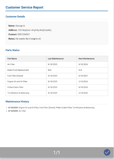 Service Maintenance Tracker
