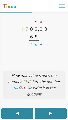 Android application Long division screenshort