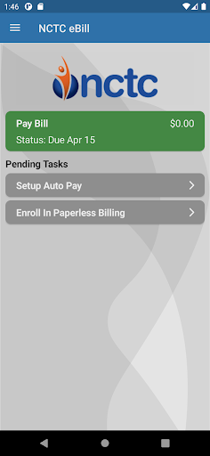 NCTC eBill Screenshot