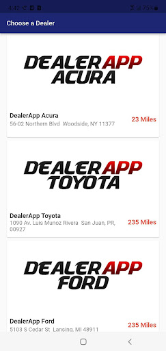 Android application Dealerapp Vantage Motors screenshort