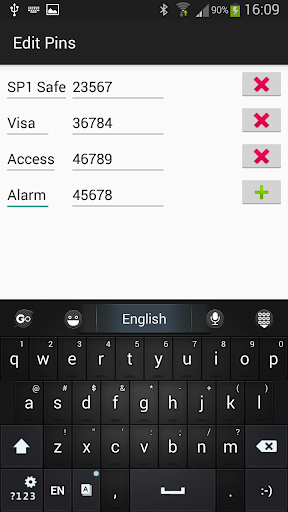 Pin Keeper (Pins/Passwords) Screen 3
