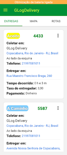 GLog Delivery Entregador Screen 2