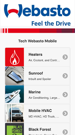 Android application Tech Webasto Mobile screenshort