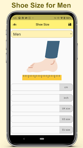 Android application Shoe Size screenshort
