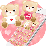 sweet couple bear theme pink wallpaper&DIY icon icon