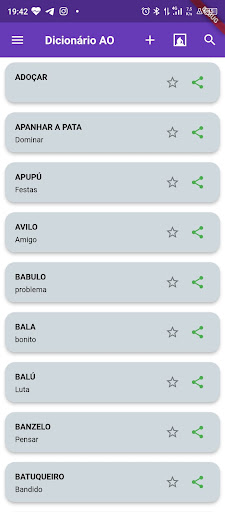 Android application Dicionário Angolano screenshort