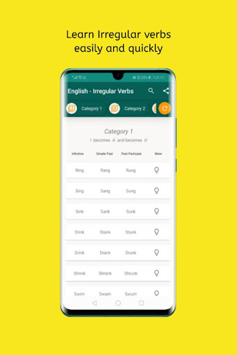 Android application English Irregular verbs - Bac screenshort