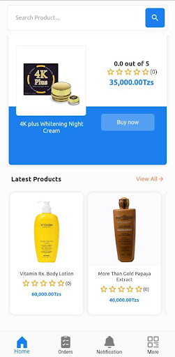 Android application Muzungu Cosmetics screenshort