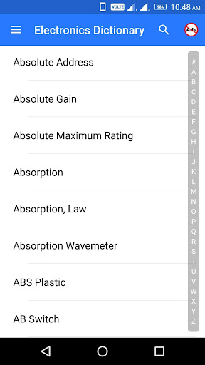Electronics Dictionary Screen 2