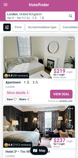 Hotelfinder - Find Hotels Screen 2