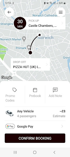 BlackSwanTaxi Norwich Screen 3