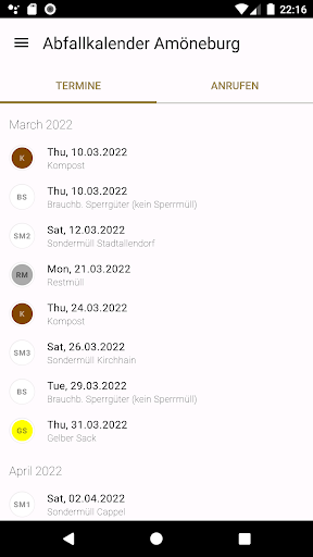 Android application Abfallkalender Amöneburg screenshort