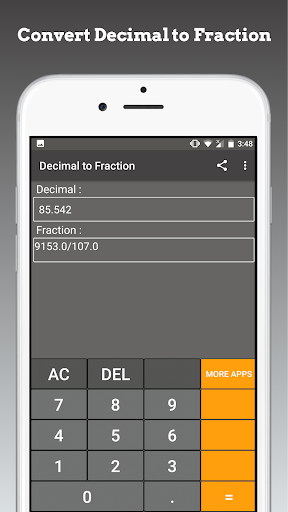 Screenshot of Decimal to Fraction Calculator