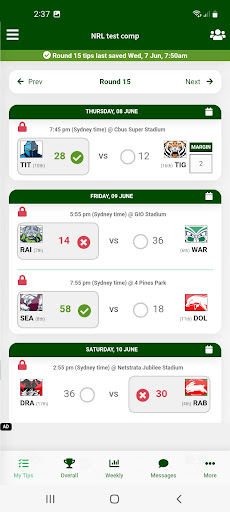 Android application iTipFooty screenshort