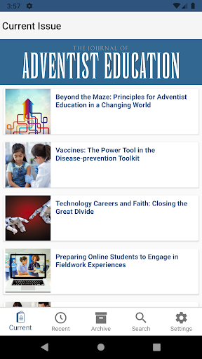 Android application Journal of Adventist Education screenshort