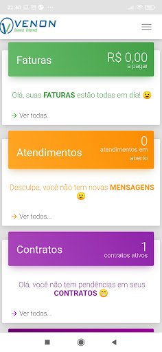 VENON FIBRA APP Screen 2