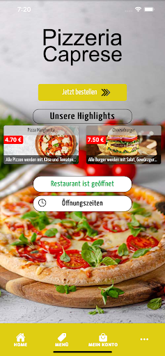 Android application Pizzeria Caprese screenshort