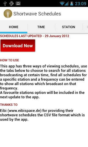 Android application Shortwave Radio Schedules screenshort