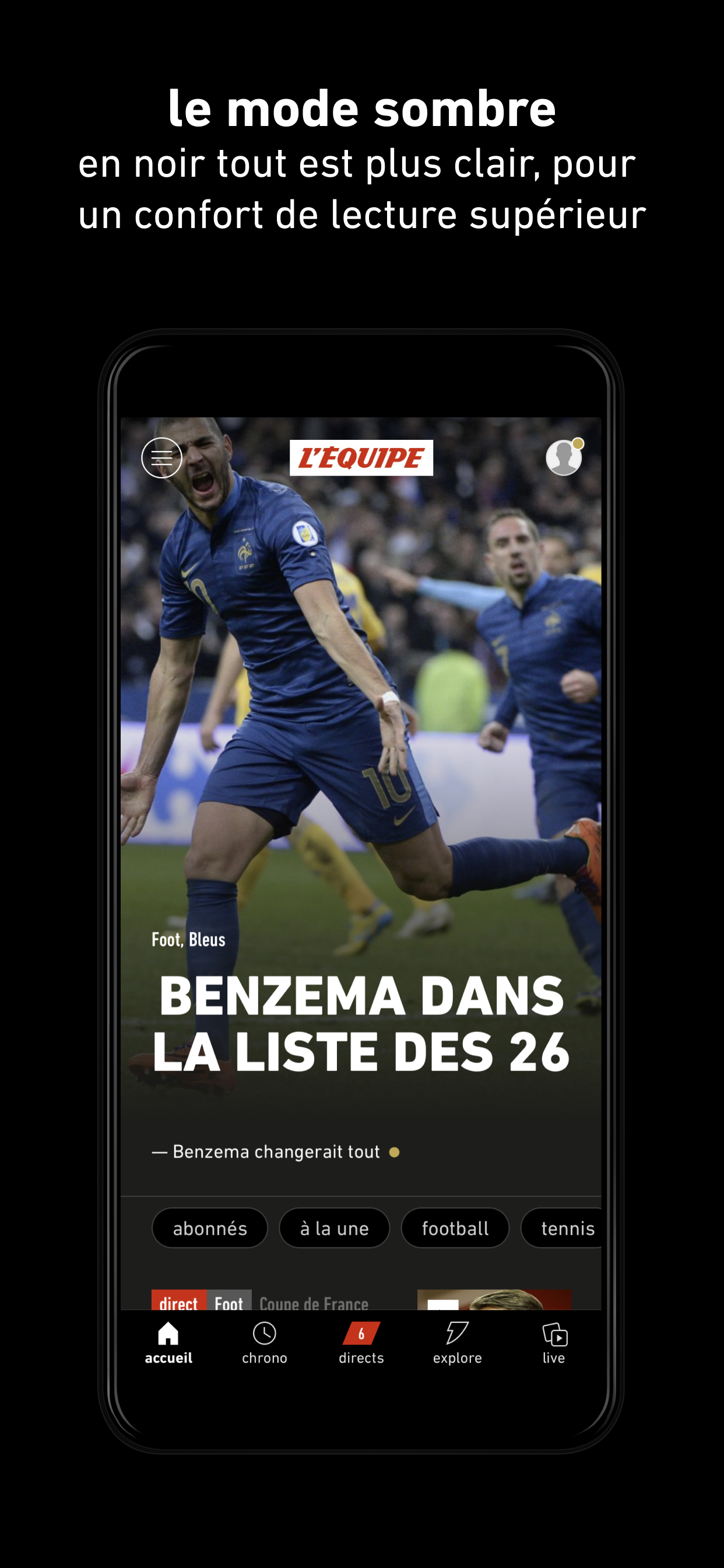 Android application L'Équipe - Sport en direct : foot, tennis, rugby.. screenshort