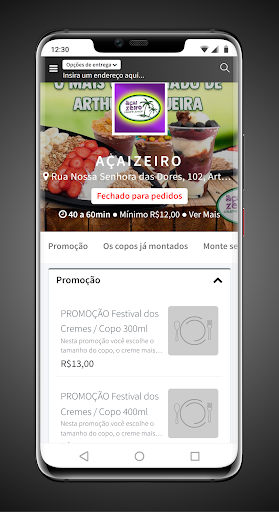 Android application AÇAIZEIRO DELIVERY screenshort